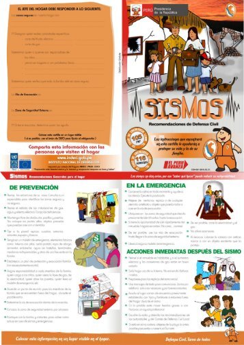 Sismos, recomendaciones de Defensa Civil - Indeci