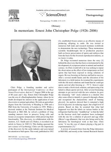 In memoriam: Ernest John Christopher Polge (1926â2006)