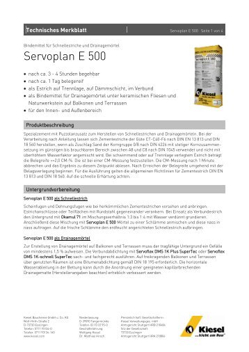 Servoplan E 500_de.pdf - Kiesel Bauchemie GmbH & Co.KG