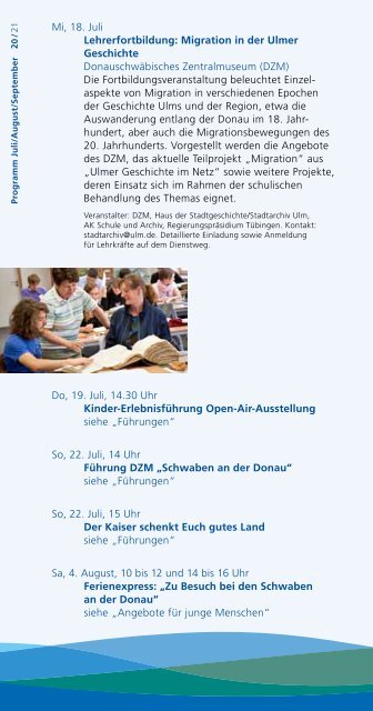 Programm - Aufbruch von Ulm entlang der Donau 1712 2012 - Ulm