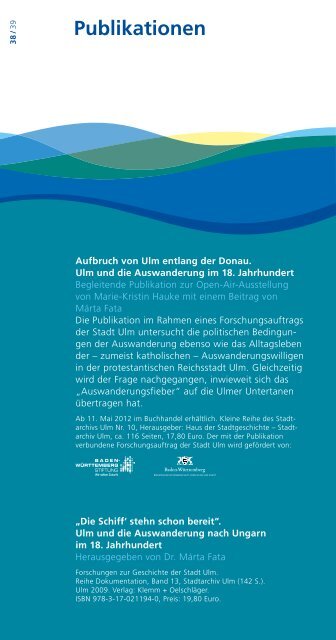 Programm - Aufbruch von Ulm entlang der Donau 1712 2012 - Ulm