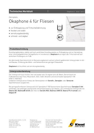 Okaphone 4 für Fliesen_de.pdf - Kiesel Bauchemie GmbH & Co.KG