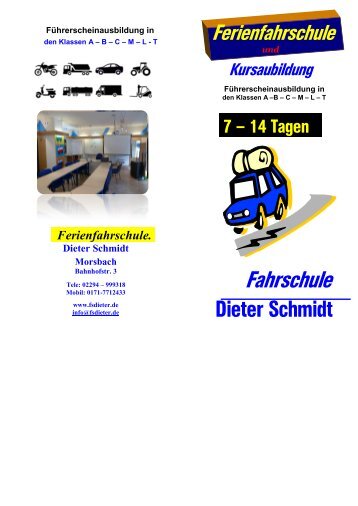 Ferienfahrschule.. Dieter Schmidt Morsbach - Fahrschule Schmidt