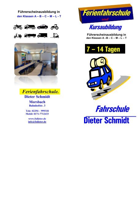 Ferienfahrschule.. Dieter Schmidt Morsbach - Fahrschule Schmidt