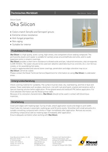 Oka Silikon_EN.pdf - Kiesel Bauchemie GmbH & Co.KG