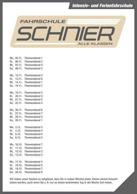 Intensiv- und Ferienfahrschule Themenübersicht - FAHRSCHULE ...