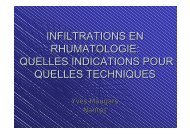 INFILTRATIONS EN RHUMATOLOGIE: QUELLES INDICATIONS ...