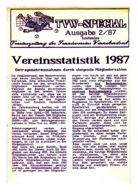 Vereinszeitung 1987 Ausgabe 2 - Tennisverein Winnekendonk