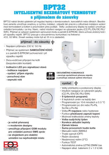 INTELIGENTNÃ BEZDRÃTOVÃ TERMOSTAT s ... - Unishop.cz