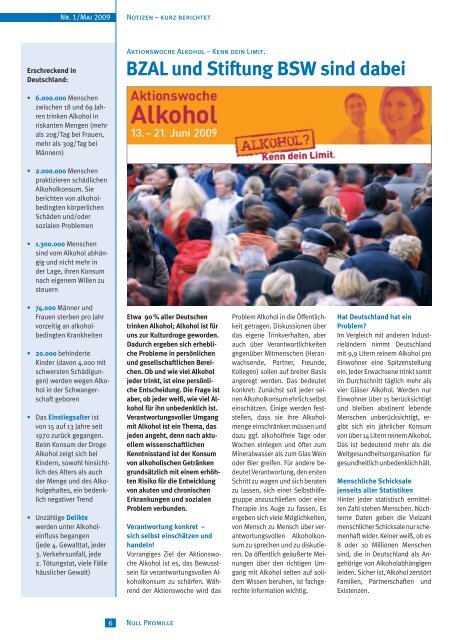 BZAL und Stiftung BSW sind dabei - Aktionswoche Alkohol