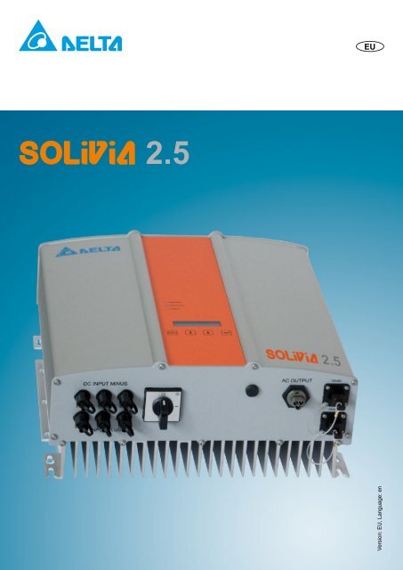 Delta SOLIVIA 2.5 datasheet - EvoEnergy