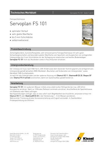 Servoplan FS 101_de.pdf - Kiesel Bauchemie GmbH & Co.KG