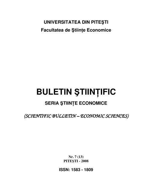 buletin Åtiin ific - Facultatea de Stiinte Economice - Universitatea din ...