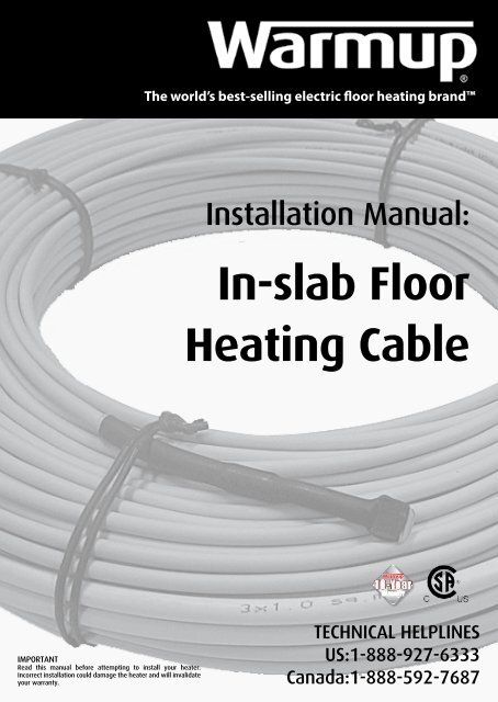 In Slab Floor Heating Cable Warmup