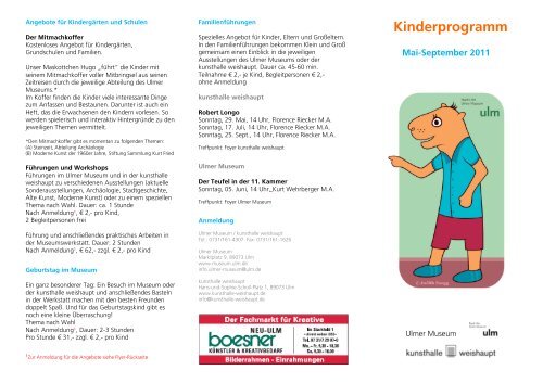 Kinderprogramm - Bildungsnetzwerk Ulm/Neu-Ulm