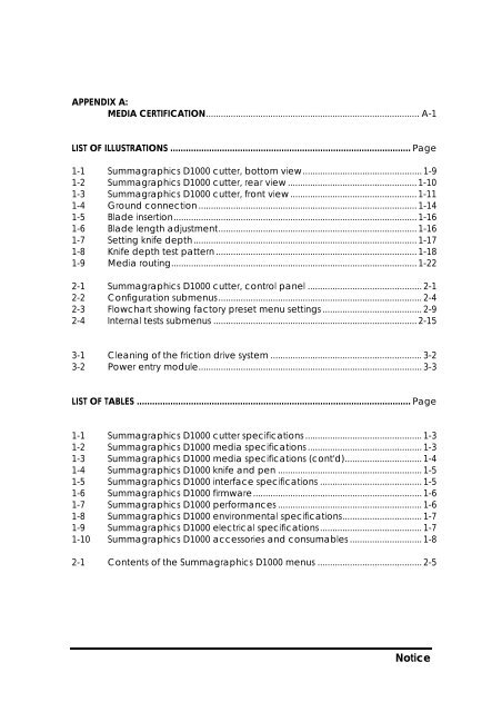 Summagraphics D1000 User's Manual - Summa Online