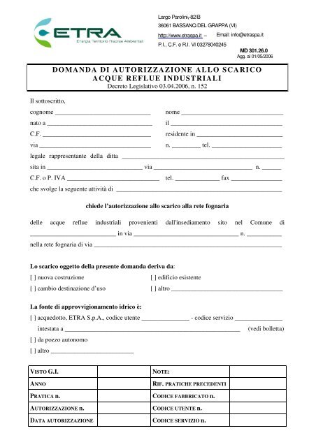 autorizzazione scarico acque reflue industriali