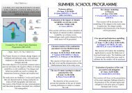 SUMMER SCHOOL PROGRAMME