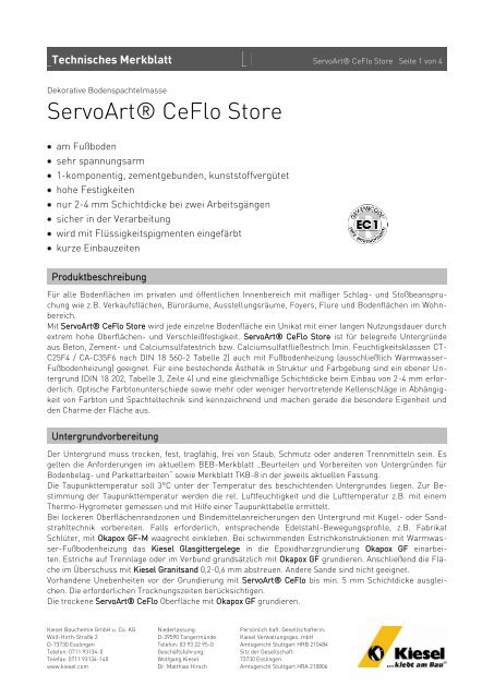 ServoArt CeFlo Store.pdf - Kiesel Bauchemie GmbH & Co.KG