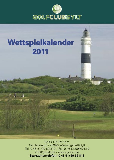 Wettspielkalender 36 S Neu 11 Indd Golf Club Sylt