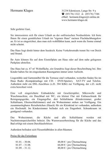 Hausbeschreibung (PDF-Format 466 KB) - Hermann Klages