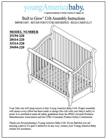 L:Instruction Sheets' BTG Crib-Sleigh Bed ... - Stanley Furniture