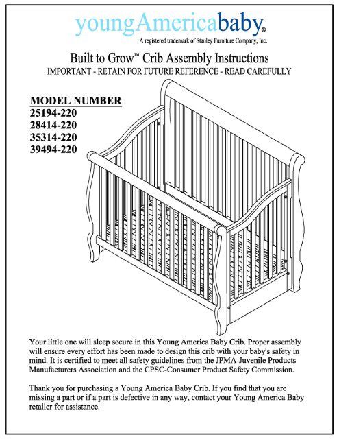 L Instruction Sheets BTG Crib Sleigh Bed Stanley Furniture