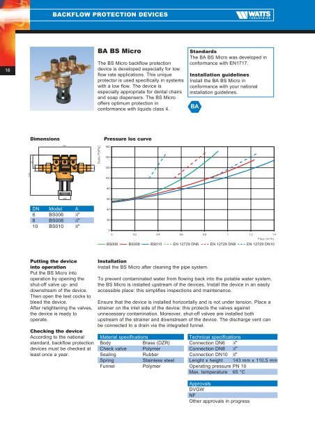 Backflow protection devices - Watts Industries