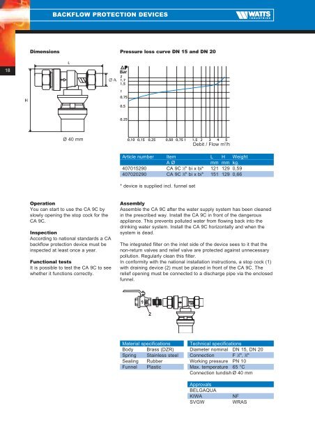 Backflow protection devices - Watts Industries