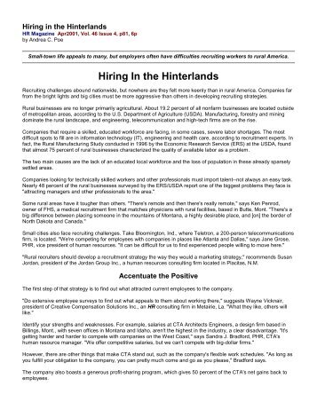 Hiring In the Hinterlands - Montana State University Billings