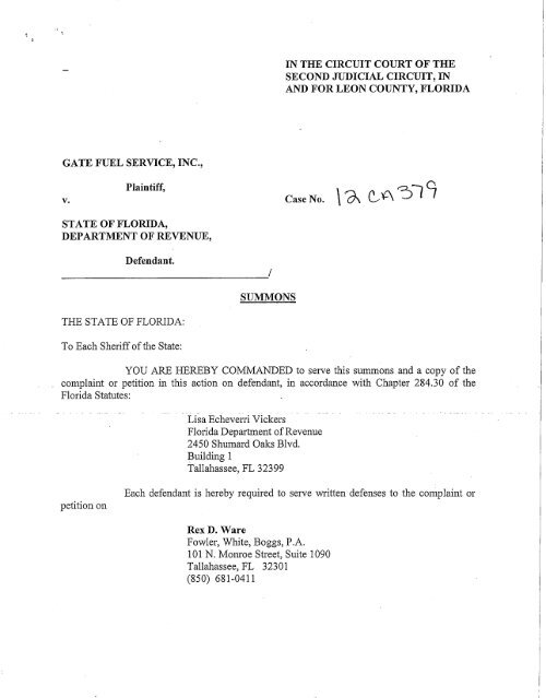 Gate Fuel Service, Inc. v. DOR - Florida Sales Tax Attorney