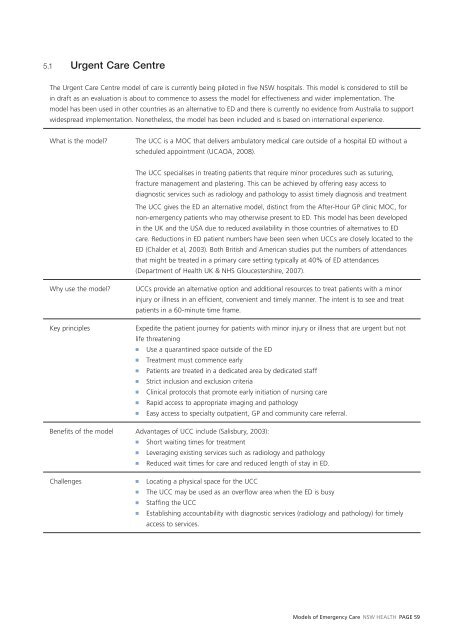 Emergency Department Models of Care 2012 - NSW Health