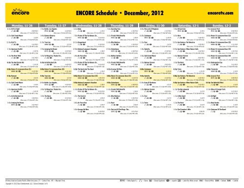 ENCORE Schedule - December, 2012 - Starz
