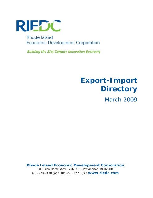 Export-Import Directory - Rhode Island Economic Development ...