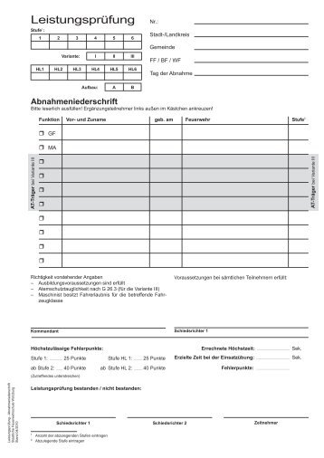 Abnahmeniederschrift - Staatliche Feuerwehrschule Würzburg