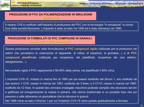 Dicloroetano, CVM e Polivinilcloruro - Assessorato alle Politiche ...