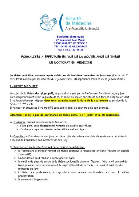 These De Doctorat En Medecine En Ligne  Titre De La Thèse