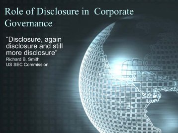 The Role of Disclosure in Corporate Governance