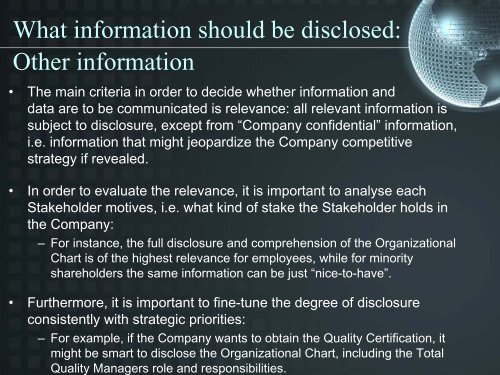 The Role of Disclosure in Corporate Governance