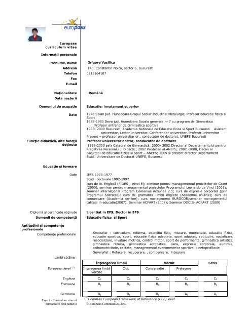 Page 1 Curriculum Vitae Of Surname S First Name S For More