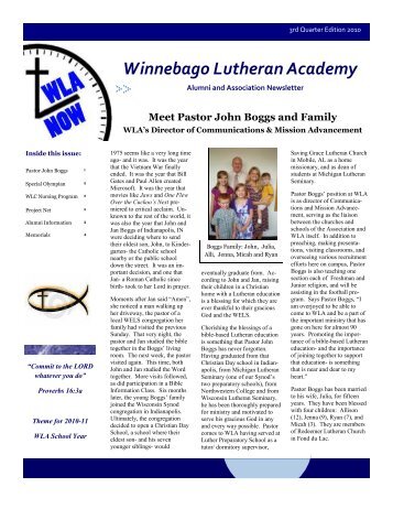 Meet Pastor John Boggs and Family - Winnebago Lutheran Academy