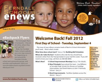 Welcome Back! Fall 2012 - Ferndale Public Schools