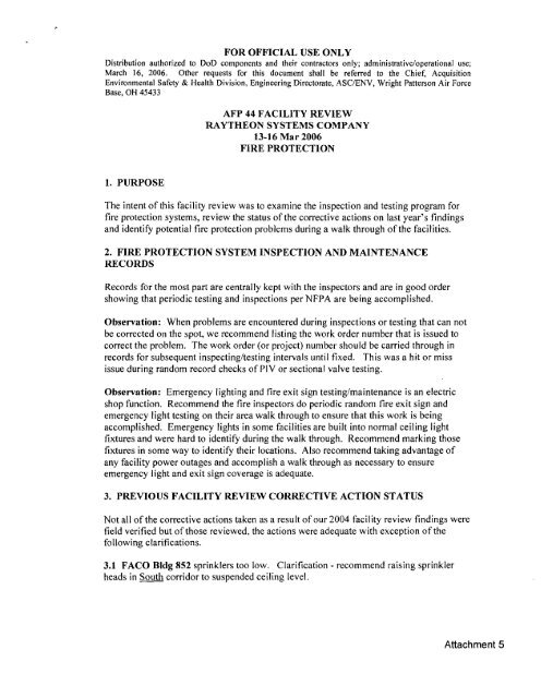 Plant 44 Audit Reports - Wright-Patterson Air Force Base