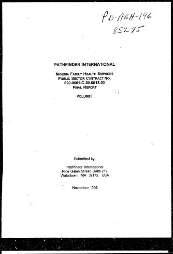 NIGERIA FAMILY HEALTH SERVICES PUBLIC SECTOR - part - usaid