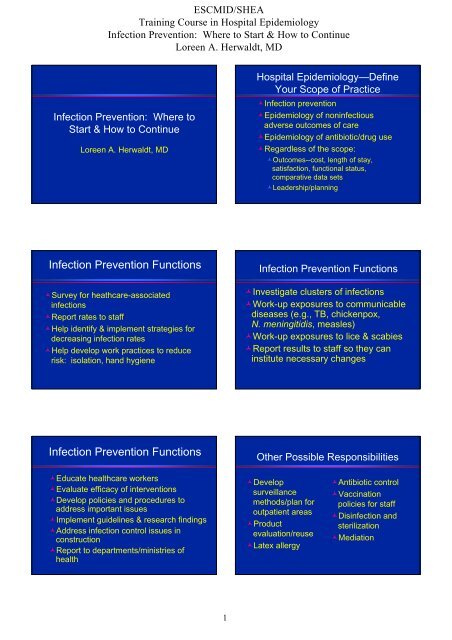 Infection Prevention Functions Infection Prevention Functions - sgsh.ch