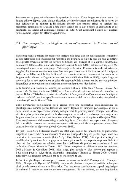 Biographies langagières et mobilités professionnelles - Délégation ...