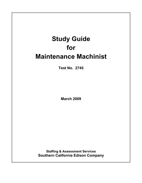 Study Guide for Maintenance Machinist - Edison International