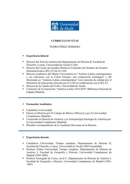 CURRICULUM VITAE PEDRO PÉREZ HERRERO ... - ielat