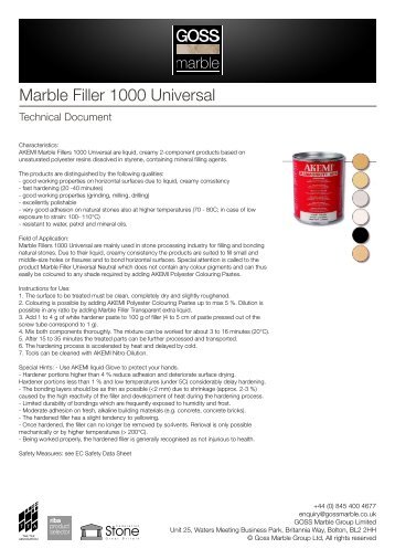 Marble Filler 1000 Universal - GOSS Marble