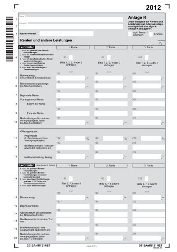 Anlage R 2012 mit Anleitung - Rente im Ausland